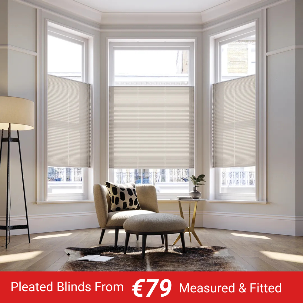 Pleated Blinds in a living room M2M Blinds Dublin 